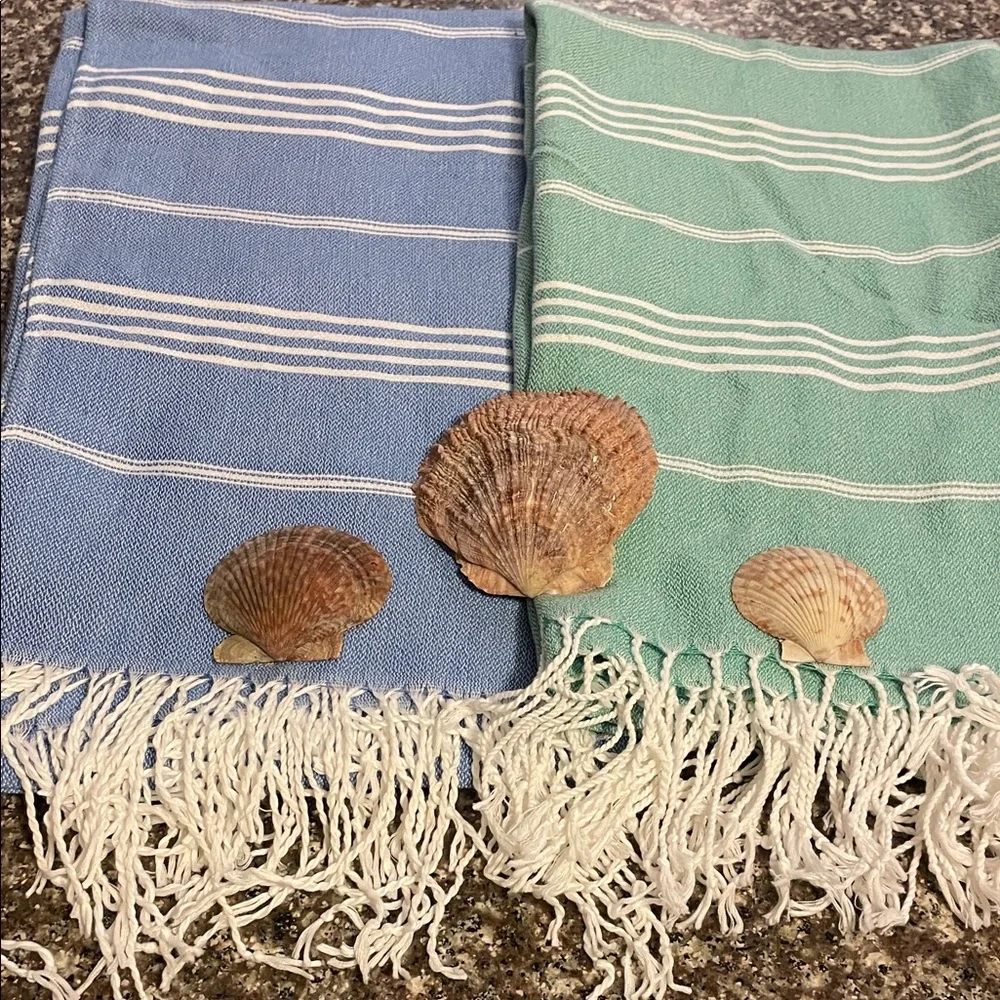 Turkish Peshtemal Beach Towel - Blue & Green